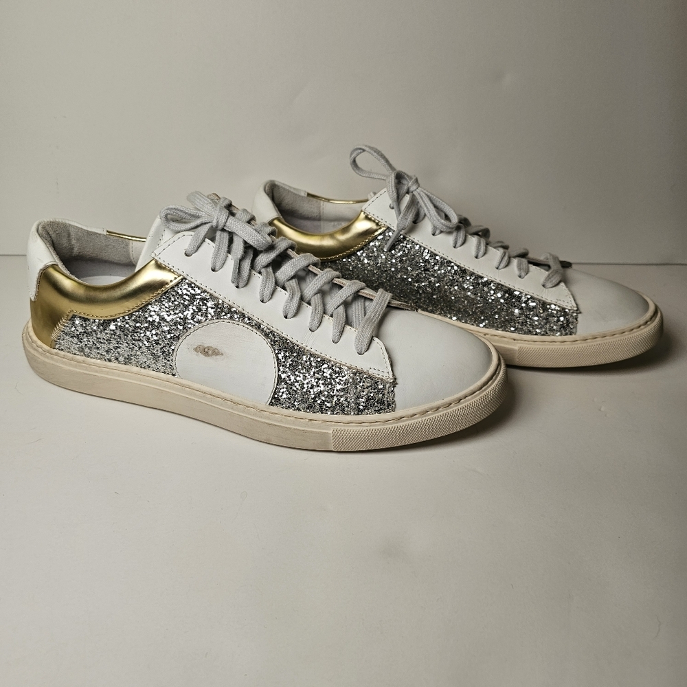 OLIVER CABELL LOW 1 BONDI ITALIAN GLITTER LEATHER SNEAKER 38